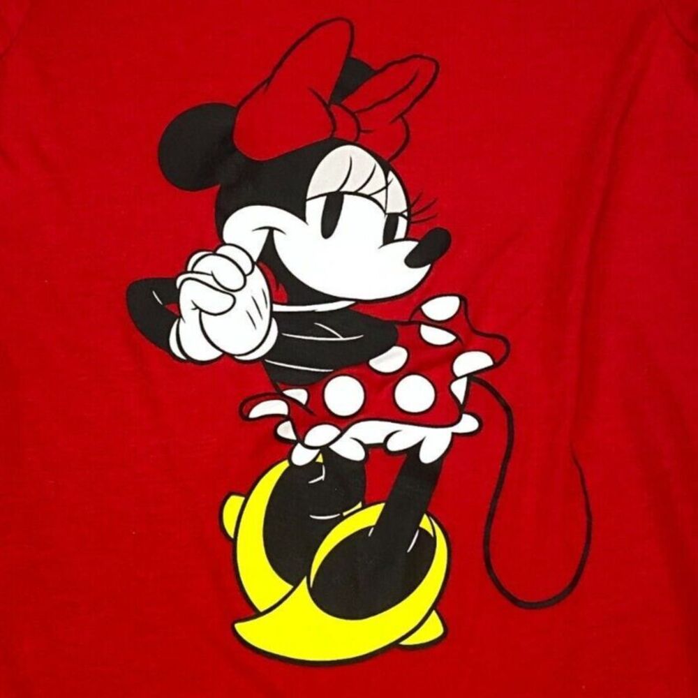 Disney Minnie Mouse T-Shirt Top Small 3/5 Red Graphic